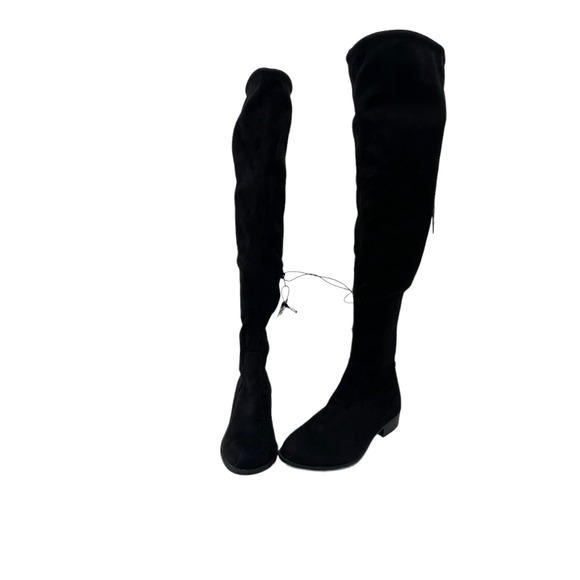 Arizona Sz 8 Black PALMER Over the Knee Boots Slip On Tie Top Faux Suede NEW - Picture 1 of 11